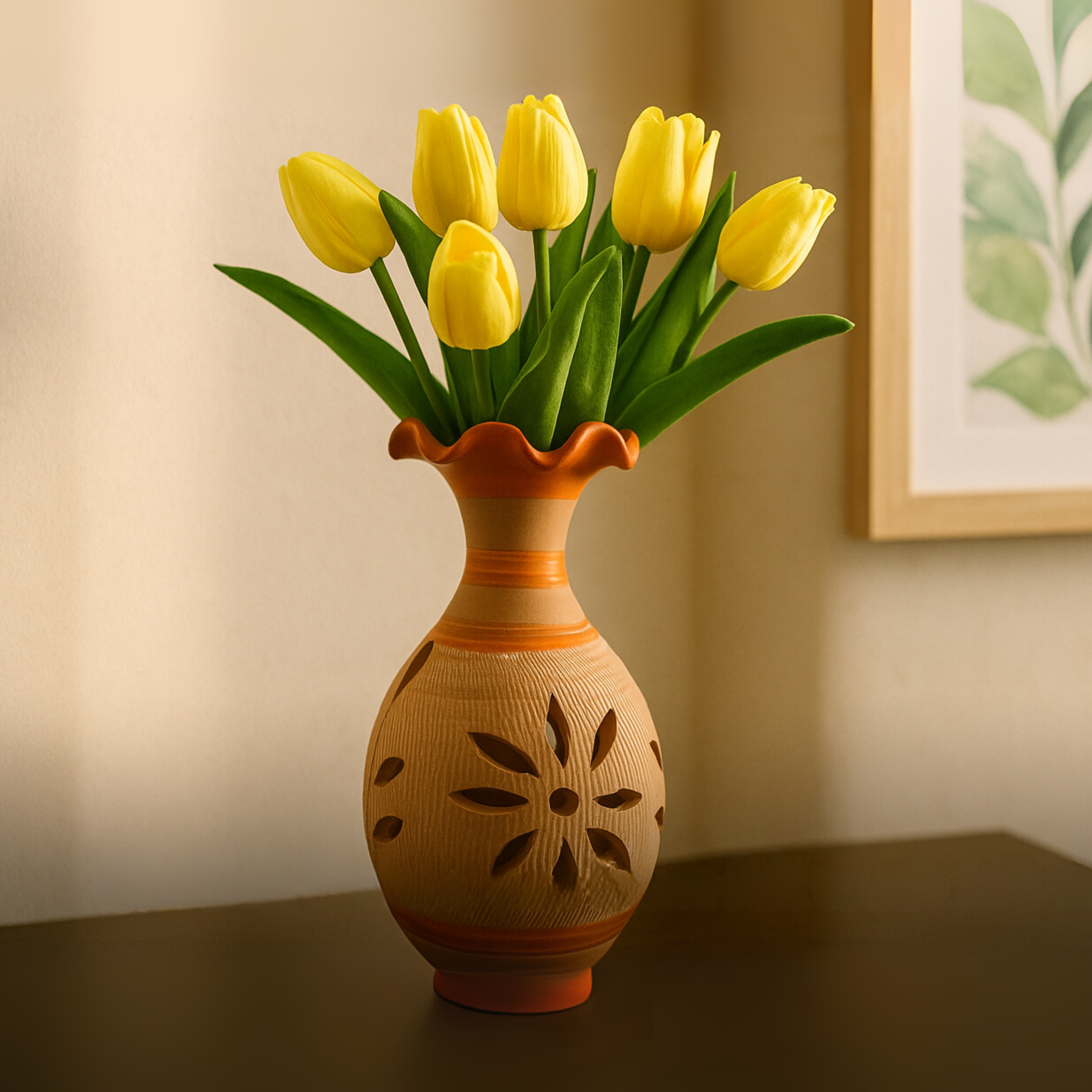 Handcrafted Terracotta Vase by Anandspottery: Embrace Rustic Elegance & Natural Charm |Terracotta Vase for Home Decoration |