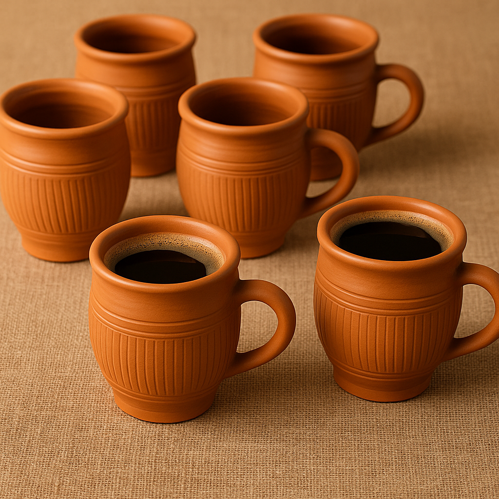 Reusable Clay mugs | Terracotta Clay Mud Milk Tea Coffee Mug (150ml, Brown, Set of 2)