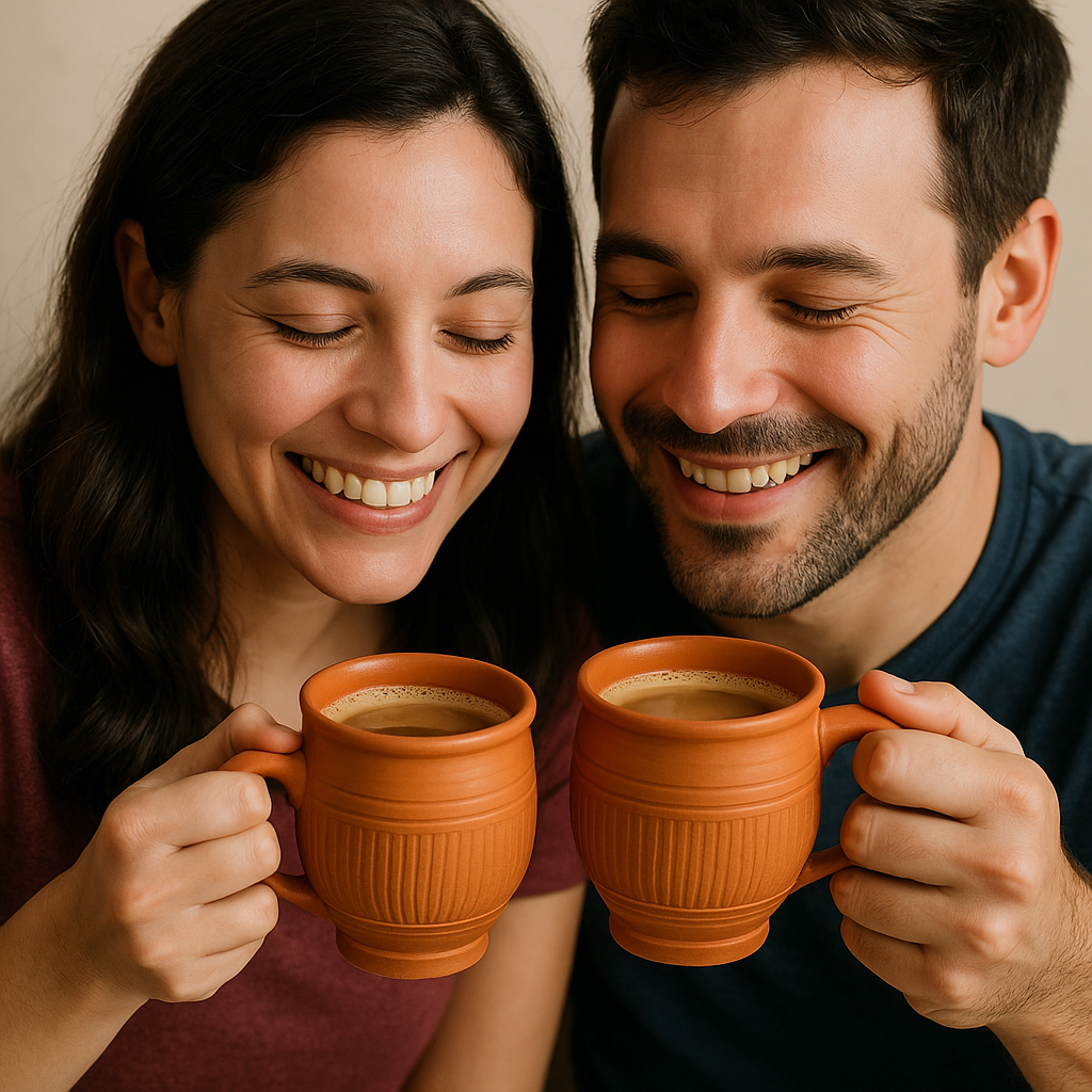 Reusable Clay mugs | Terracotta Clay Mud Milk Tea Coffee Mug (150ml, Brown, Set of 2)