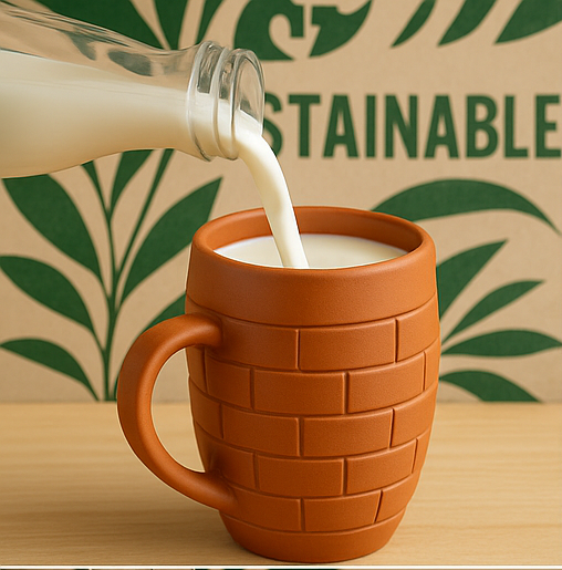 400 ML ,Unglazed Handmade Clay Glass  Earthen Glass for Drinking Coffee / Water, Milk/Mud Glasses/Mitti Ke Glass/Ayurvedic Item (with Mirror Finish) ,Coffee/ Milk/ Water mug