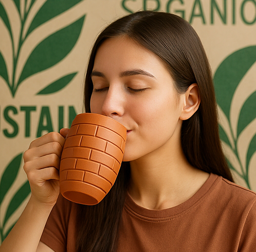 400 ML ,Unglazed Handmade Clay Glass  Earthen Glass for Drinking Coffee / Water, Milk/Mud Glasses/Mitti Ke Glass/Ayurvedic Item (with Mirror Finish) ,Coffee/ Milk/ Water mug