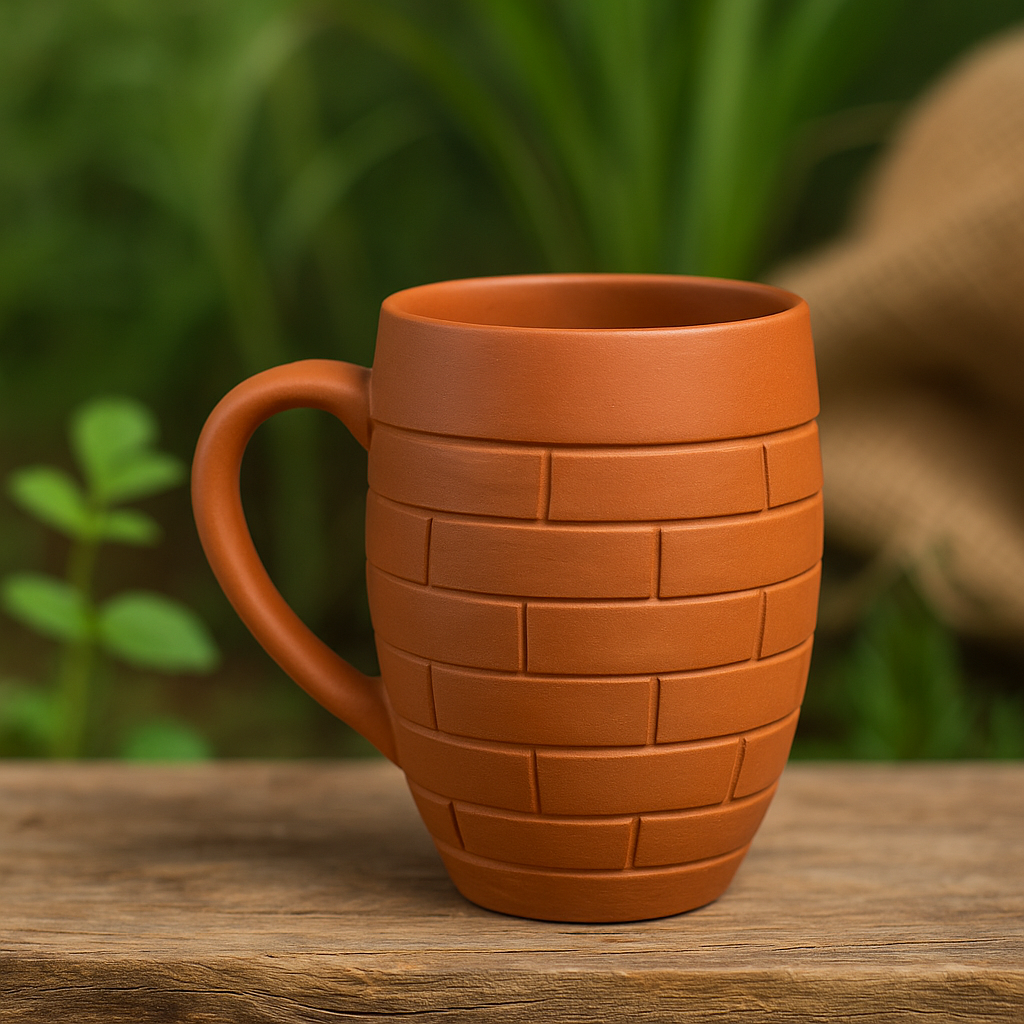 400 ML ,Unglazed Handmade Clay Glass  Earthen Glass for Drinking Coffee / Water, Milk/Mud Glasses/Mitti Ke Glass/Ayurvedic Item (with Mirror Finish) ,Coffee/ Milk/ Water mug