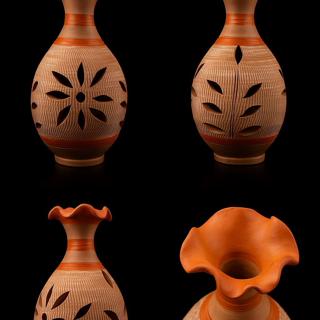 Handcrafted Terracotta Vase by Anandspottery: Embrace Rustic Elegance & Natural Charm |Terracotta Vase for Home Decoration |