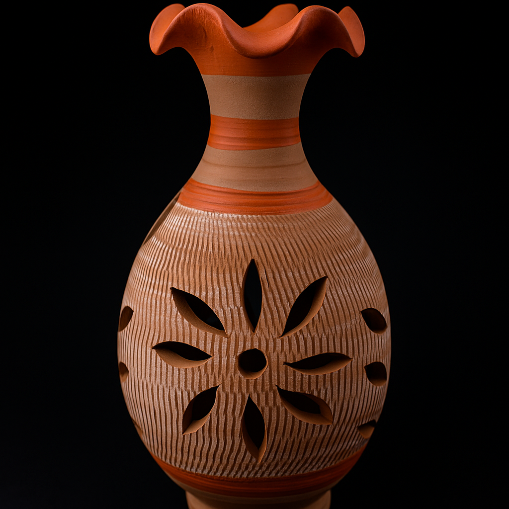 Handcrafted Terracotta Vase by Anandspottery: Embrace Rustic Elegance & Natural Charm |Terracotta Vase for Home Decoration |