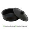 Black Clay Cooking Pot Unglazed Deep Burnt /Handi/ Handmade Earthen Kadai with Lid + Free ASH for Cleaning