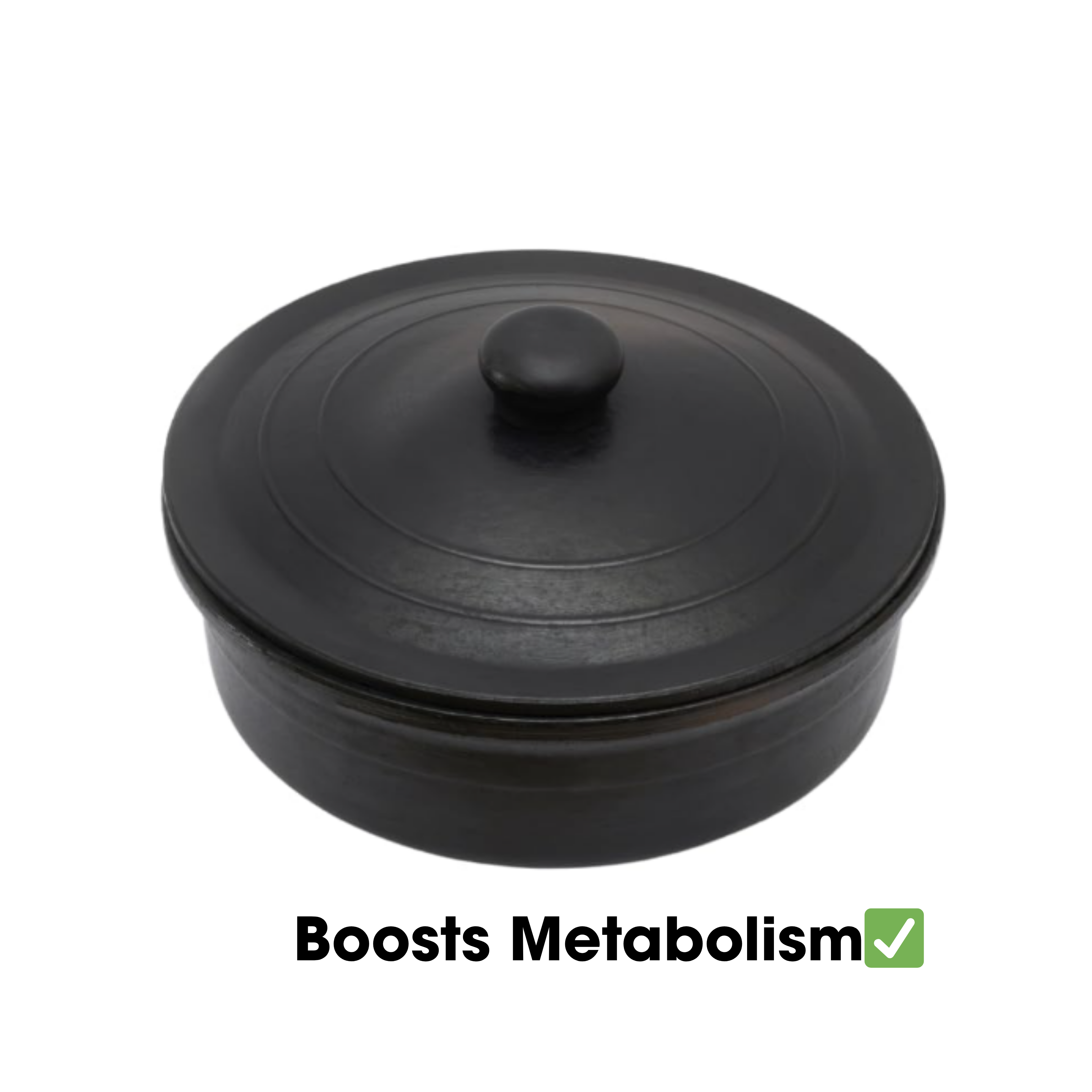 Black Clay Cooking Pot Unglazed Deep Burnt /Handi/ Handmade Earthen Kadai with Lid + Free ASH for Cleaning