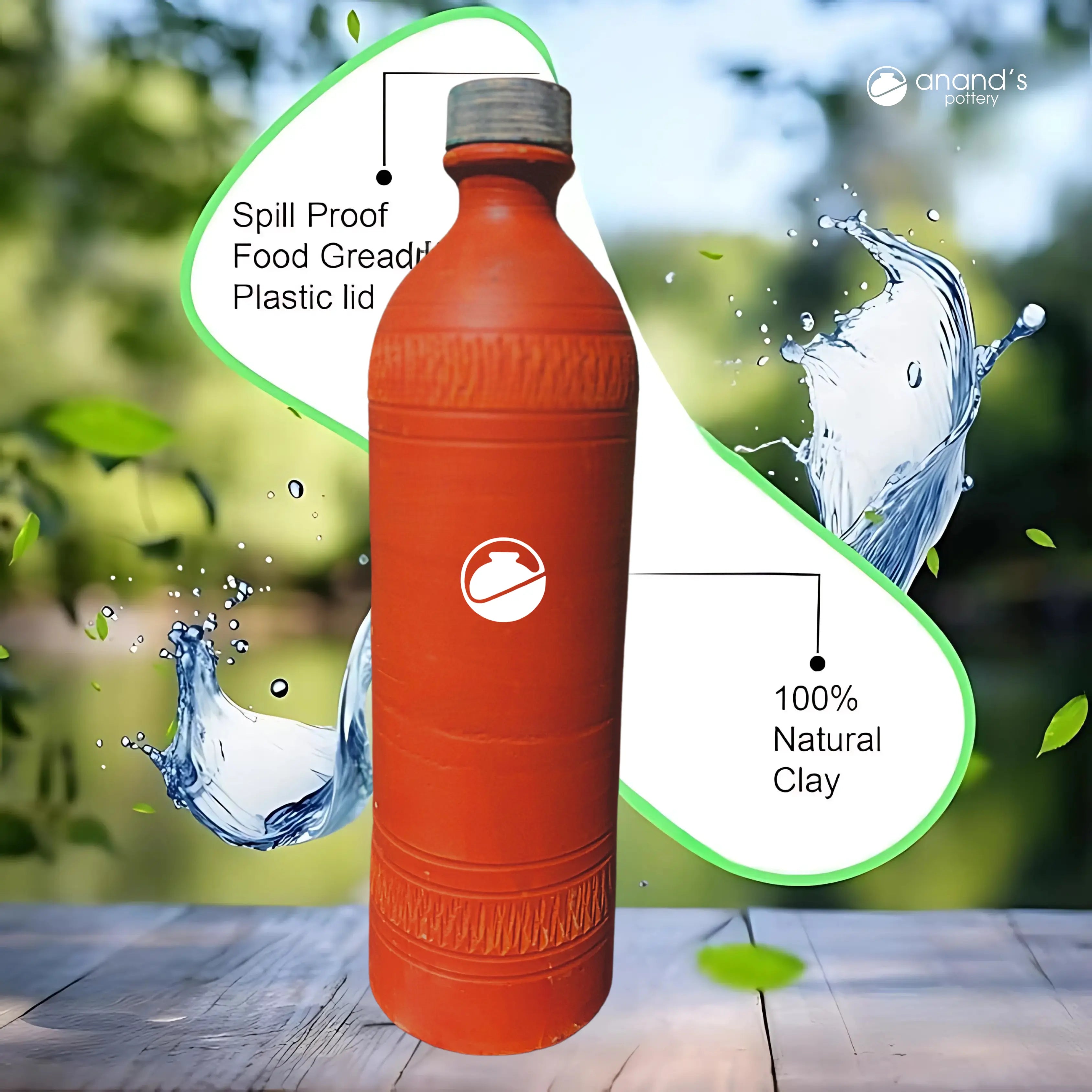 Clay water bottle-1L [Anand's Pottery]